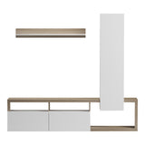 Set mobilier living cu rafturi Leganto, Pal, Alb, 220x35x197 cm