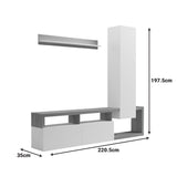 Set mobilier living cu rafturi Leganto, Pal, Alb, 220x35x197 cm