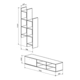 Set mobilier living cu rafturi Sarona, Lemn, stejar, 150x35x160 cm