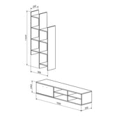 Set mobilier living cu rafturi Sarona, Lemn, stejar, 150x35x160 cm, imagine suplimentara