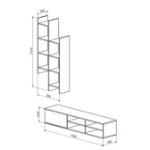 Set mobilier living cu rafturi Sarona, Lemn, stejar, 150x35x160 cm, detaliu produs