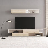 comoda TV Set mobilier living cu spatiu de depozitare Brick, Lemn Sonoma-Crem, 240x40x50, 4cm