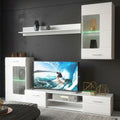comoda TV Set mobilier living modern Saleto, lemn, 230x39x202 cm