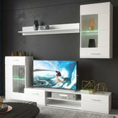 comoda TV Set mobilier living modern Saleto, lemn, 230x39x202 cm