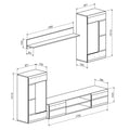 Set mobilier living modern Saleto, lemn, Alb, 230x39x202 cm, detaliu produs