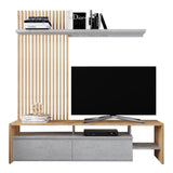 Set mobilier living Neo, functional, Stejar-Gri, 190x40x200 cm