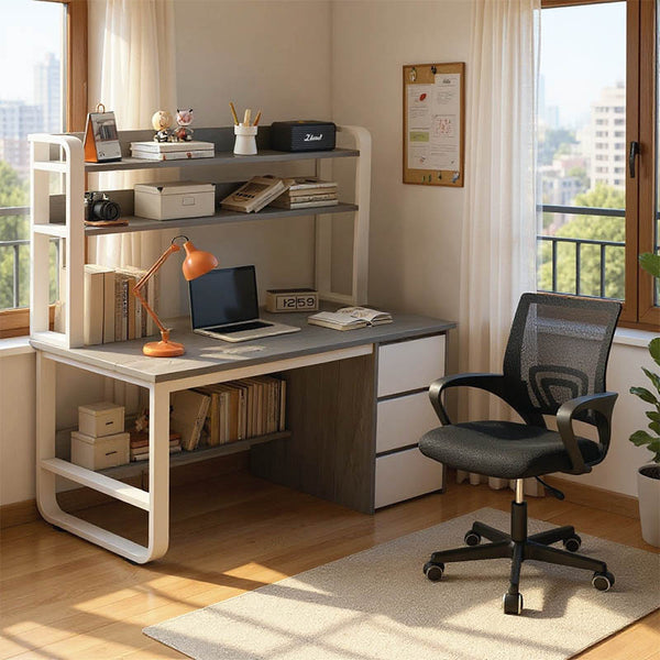 Set mobilier birou Soco-Berto II, Lemn, Set 2 piese, Birou 120x60x75 cm + Scaun 45x53x87 cm
