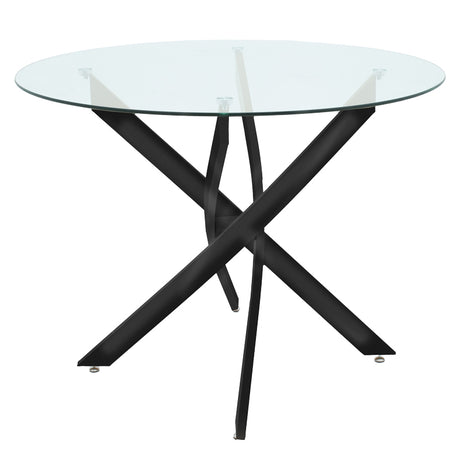 Set Mobilier pentru Dining cu Mese din Sticlă Antoro, Sticlă/Metal, Masă, Negru, D100x75 cm