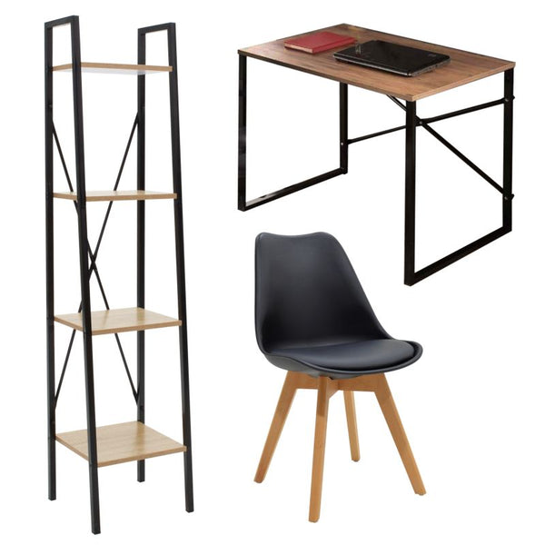 Set mobilier studenti 3 buc Gaston, Negru, 90x60x70 cm