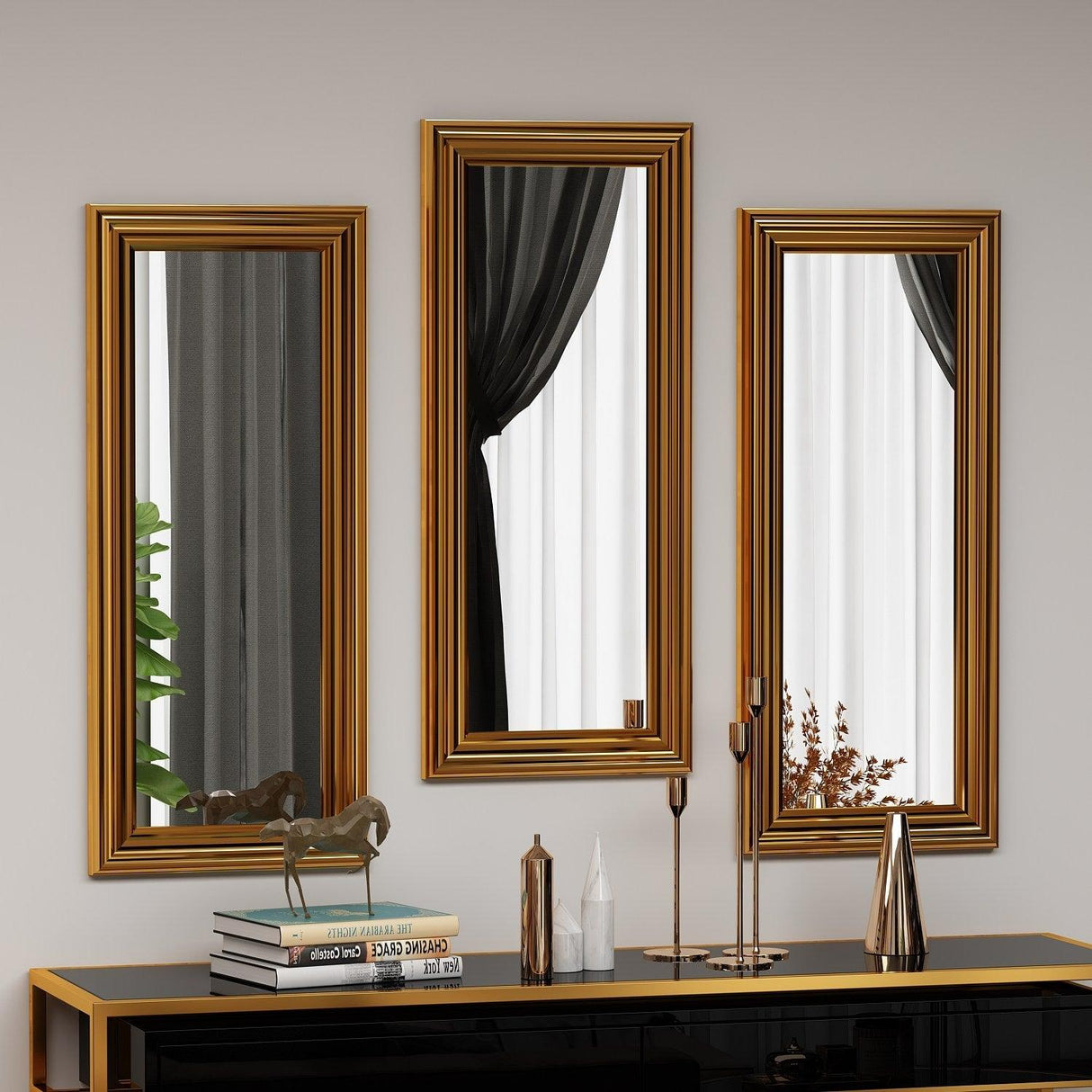 Set oglinzi (3 bucăți) Lavia - Bronze, Bronz, 2x70x30 cm