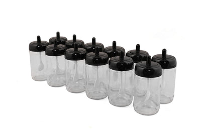 Set recipiente pentru condimente Kosova, Sticla, 300 ml, 12 bucati, Lingura, Transparent