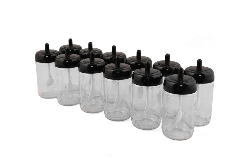 Set recipiente pentru condimente Kosova, Sticla, 300 ml, 12 bucati, Lingura, Transparent