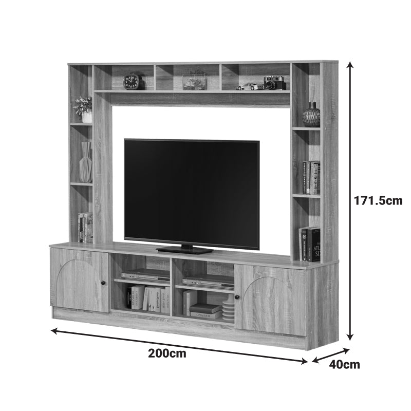 Set TV cu spatiu de depozitare Ambera, Lemn, Sonoma, 200x40x171 cm