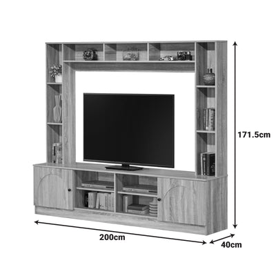 Set TV cu spatiu de depozitare Ambera, Lemn, Sonoma, 200x40x171 cm, foto produs