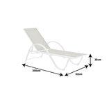 Sezlong cu brate Attain alb aluminiu si textilene, bej, 200x62x35 cm