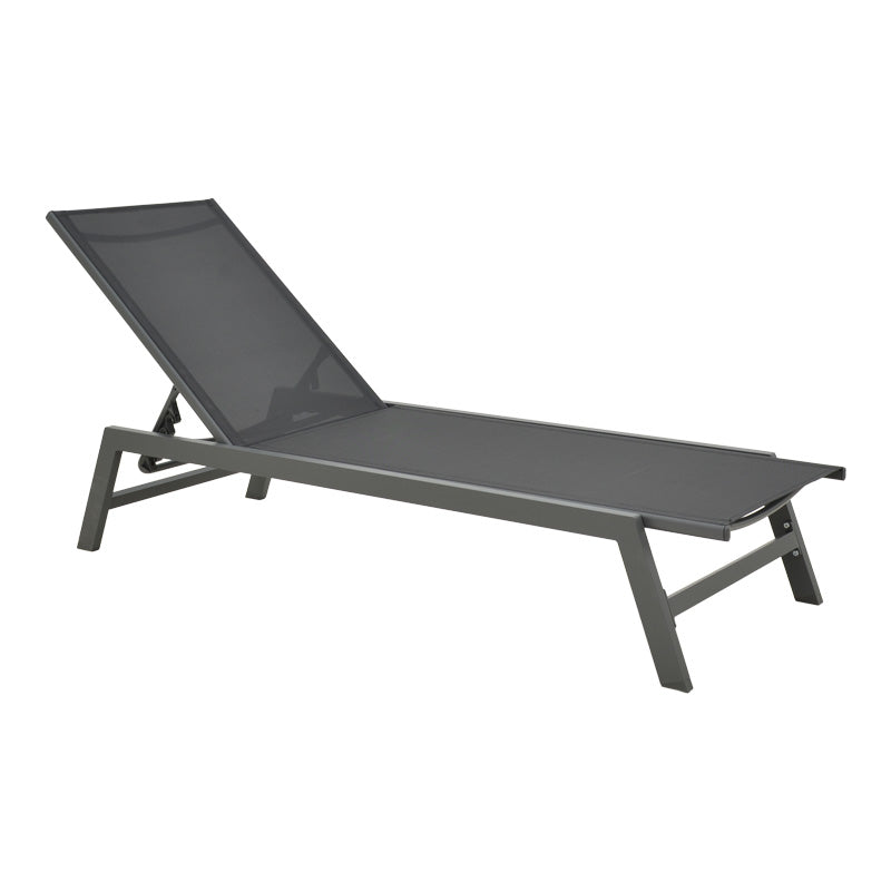Sezlong Boka, Aluminiu si textilena, 60x192x31 cm - Negru