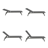 Șezlong cu functie de relaxare, Model Boka, Aluminiu și Textilena, Negru, 60x192x31 cm