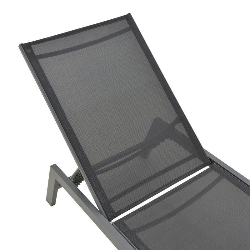 Sezlong Boka, Aluminiu si textilena, 60x192x31 cm - Negru