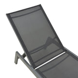 Sezlong Boka, Aluminiu si textilena, 60x192x31 cm - Negru