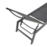 Șezlong cu functie de relaxare, Model Boka, Aluminiu și Textilena, Negru, 60x192x31 cm