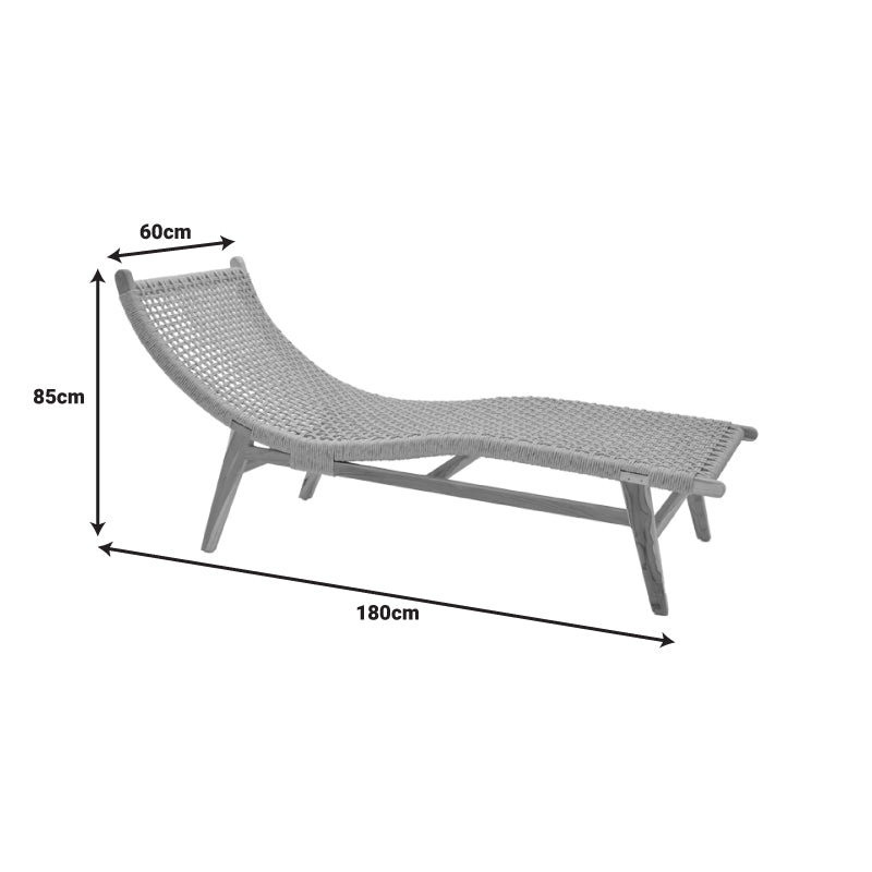 Sezlong de gradina Rebelise Boho, Natural, 60x180x85 cm, foto produs 6