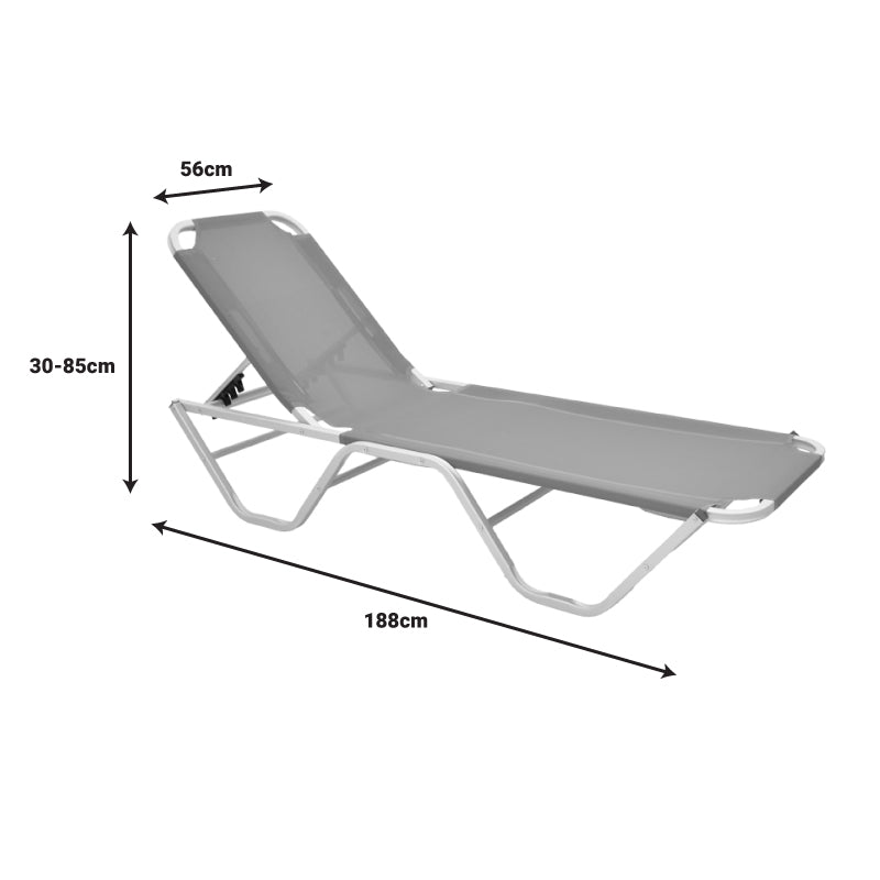 Sezlong Dessie pliabil aluminiu plasa, 56x188x30 cm - Bej