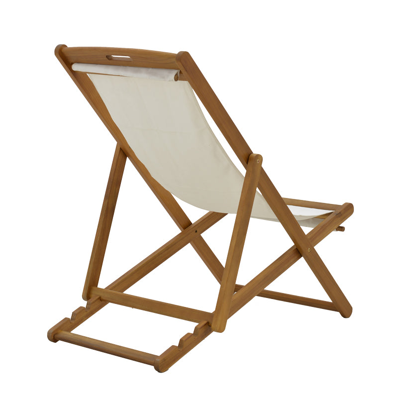 Sezlong Franclow lemn de salcâm pvc Panza, Natural alb, 66x108x105 cm