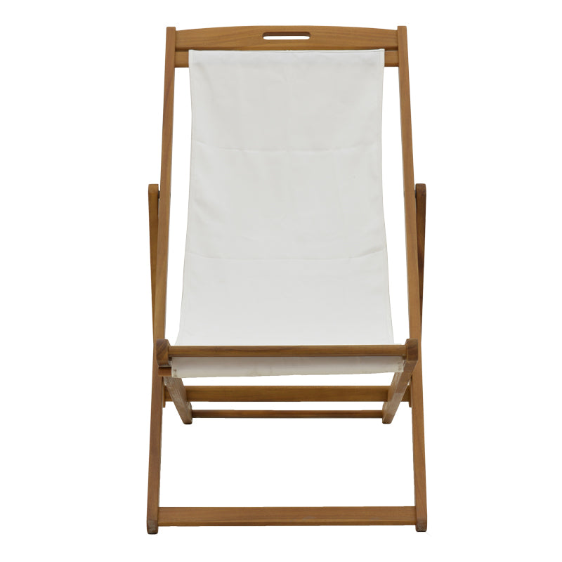 Sezlong Franclow lemn de salcâm pvc Panza, Natural alb, 66x108x105 cm