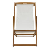 Sezlong Franclow lemn de salcâm pvc Panza, Natural alb, 66x108x105 cm