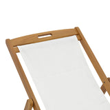 Sezlong Franclow lemn de salcâm pvc Panza, Natural alb, 66x108x105 cm