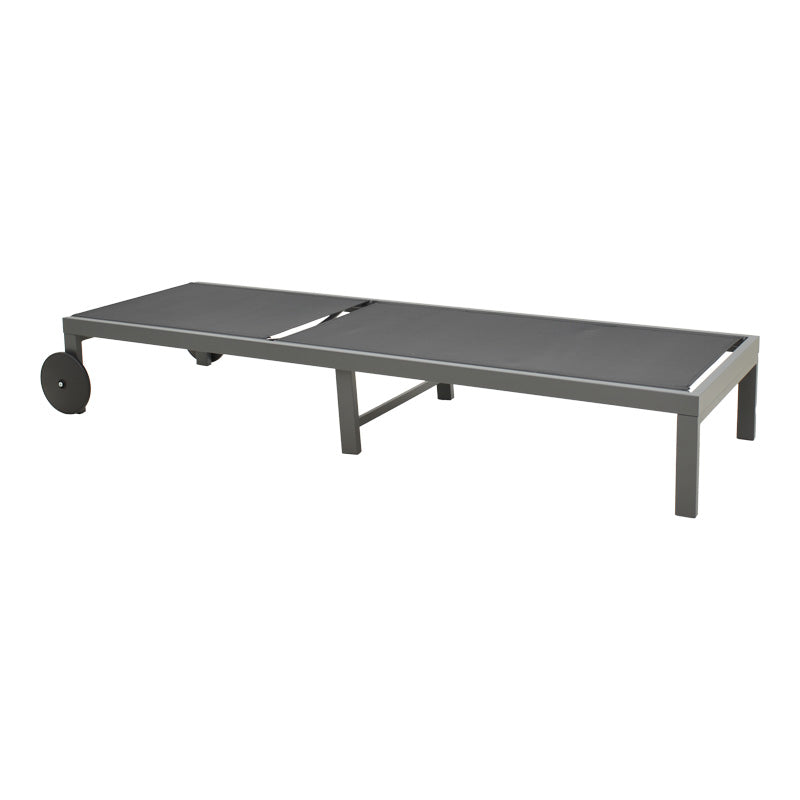 Șezlong Mailo, Aluminiu alb și Textilena, Bej, 71x206x30 cm - Negru