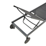 Șezlong Mailo, Aluminiu alb și Textilena, Bej, 71x206x30 cm - Negru