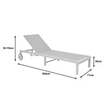 Șezlong Mailo, Aluminiu alb și Textilena, Bej, 71x206x30 cm - Negru