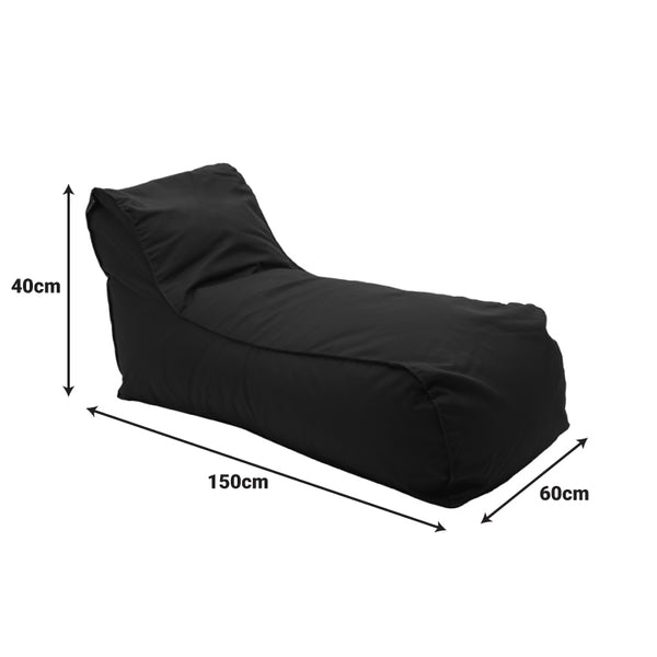 Șezlong puf Lara impermeabil, Piele sintetica, Negru, 60x150x40 cm