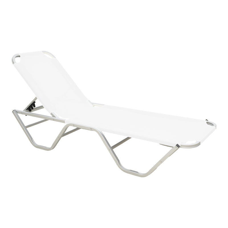 Șezlong stivuibil din aluminiu, model Dessie, rezistent, antracit, 59x193x29 cm - Alb