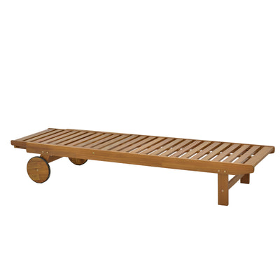 Sezlong Weylar lemn de salcam, Natural, 60x193x30 cm, imagine suplimentara
