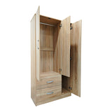 Dulap cu 3 uși și 2 sertare Athos, Lemn, Alb, 90x42x180 cm - Stejar