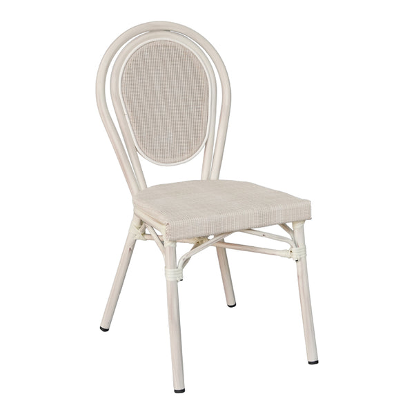 Stackable scaun Nacia aluminiu-textilene, alb, 45x59x85 cm