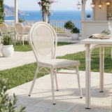 Stackable scaun Nacia aluminiu-textilene, alb, 45x59x85 cm