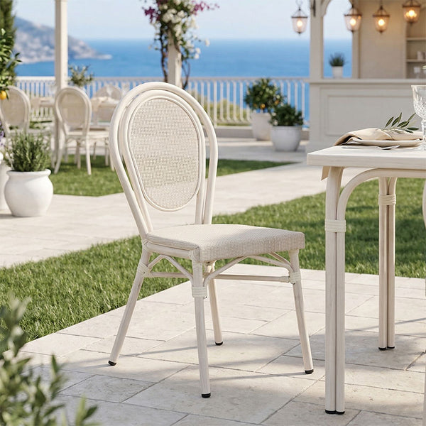 Stackable scaun Nacia aluminiu-textilene, alb, 45x59x85 cm