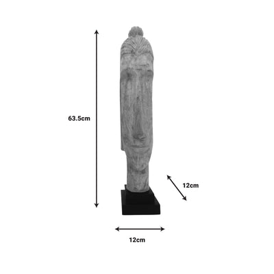 Statueta Buddha Dran bust lemn de mango, Natural, 12x12x63 cm, imagine suplimentara