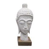 Statueta bust Buddha Wevi alb lemn mango, 13x10x33 cm