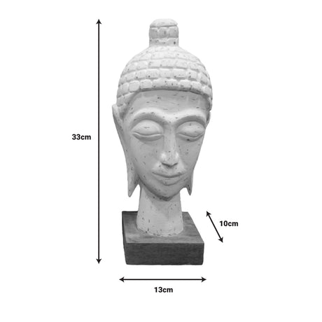 Statueta bust Buddha Wevi alb lemn mango, 13x10x33 cm