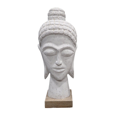Accesoriu Decorativ Statueta Wevi bust Buddha alb lemn mango 17x11x41 cm