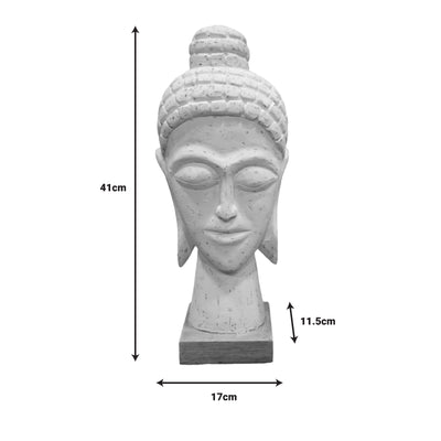 Statueta Wevi bust Buddha alb lemn mango, 17x11x41 cm, imagine suplimentara