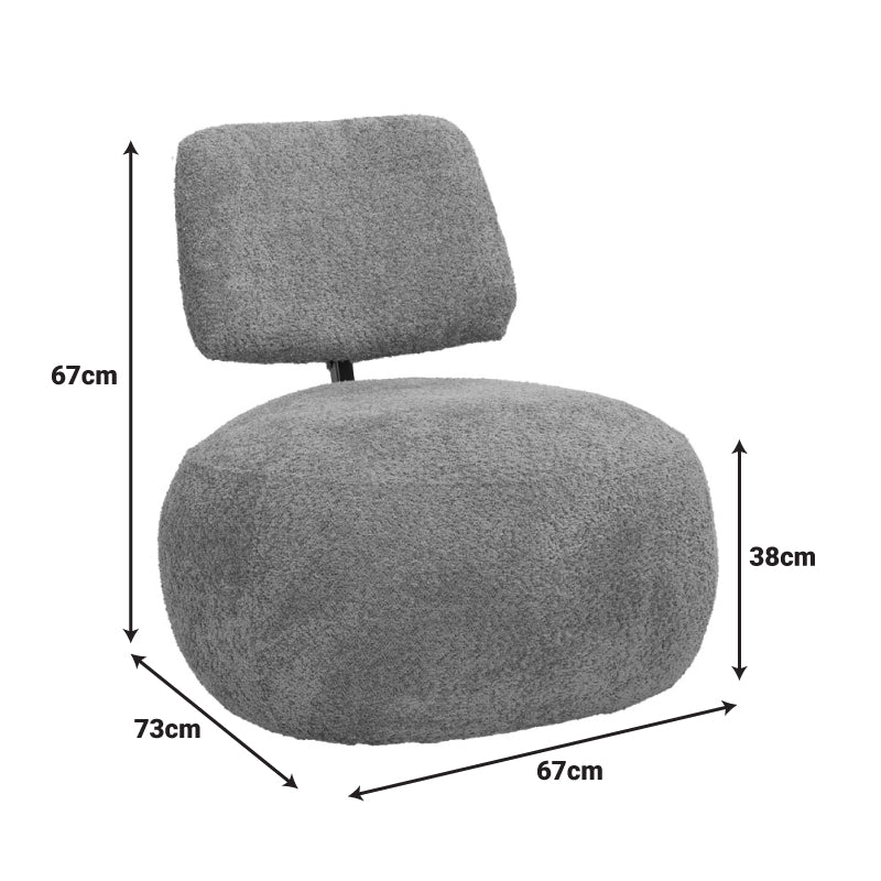 Stonie fotoliu stofă boucle, antracit, 67x73x67 cm