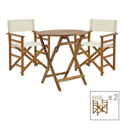 mobilier de gradina Sufragerie Bistrual-Carpuva set 3 rabatabile lemn masiv de salcam D70x74 cm