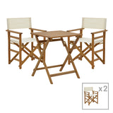 Sufragerie Bistrual-Perdu set 3 rabatabile lemn masiv de salcam, Natur, 60x60x72 cm