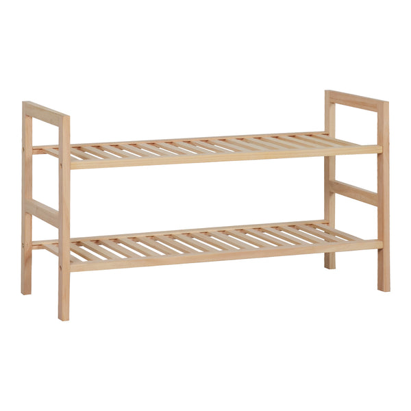 Suport pantofi cu 8 locuri Steper, lemn masiv, Natur, 71x26x40 cm
