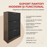 Suport pantofi cu functie depozitare Savaz, lemn stejar-antracit, 60x24x114 cm